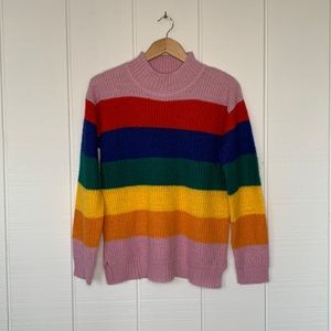 Joe Boxer Oversized Rainbow Stripe Crewneck Sweater